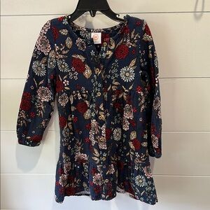 Wonder Nation Blue and Red Casual Sundress with Cuffed 3/4 Sleeves